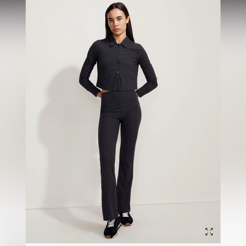 Madewell Black Ribbed Wide Leg Pants